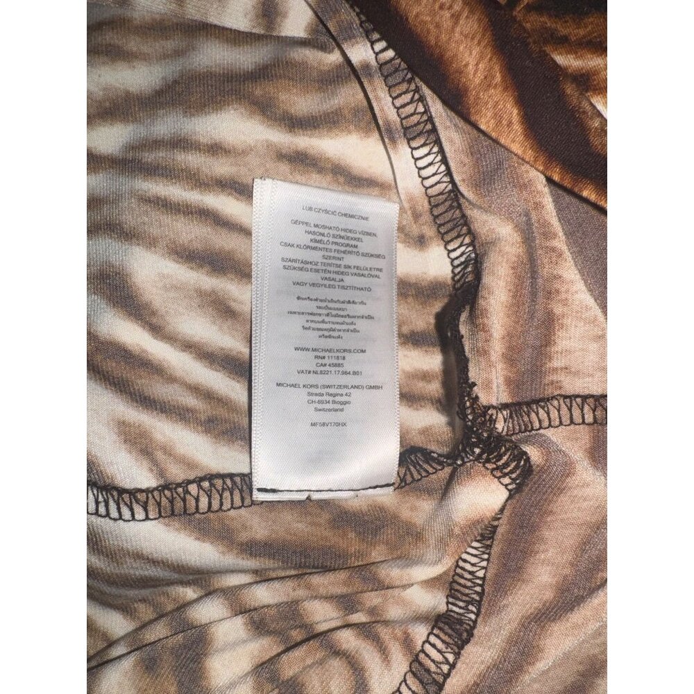 Michael Kors Women's Brown Black Long Sleeve Tiger Print Dress - Size Small - Picture 3 of 4